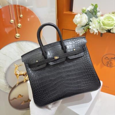 wholesale quality birkin 25 matte alligator noir ghd 